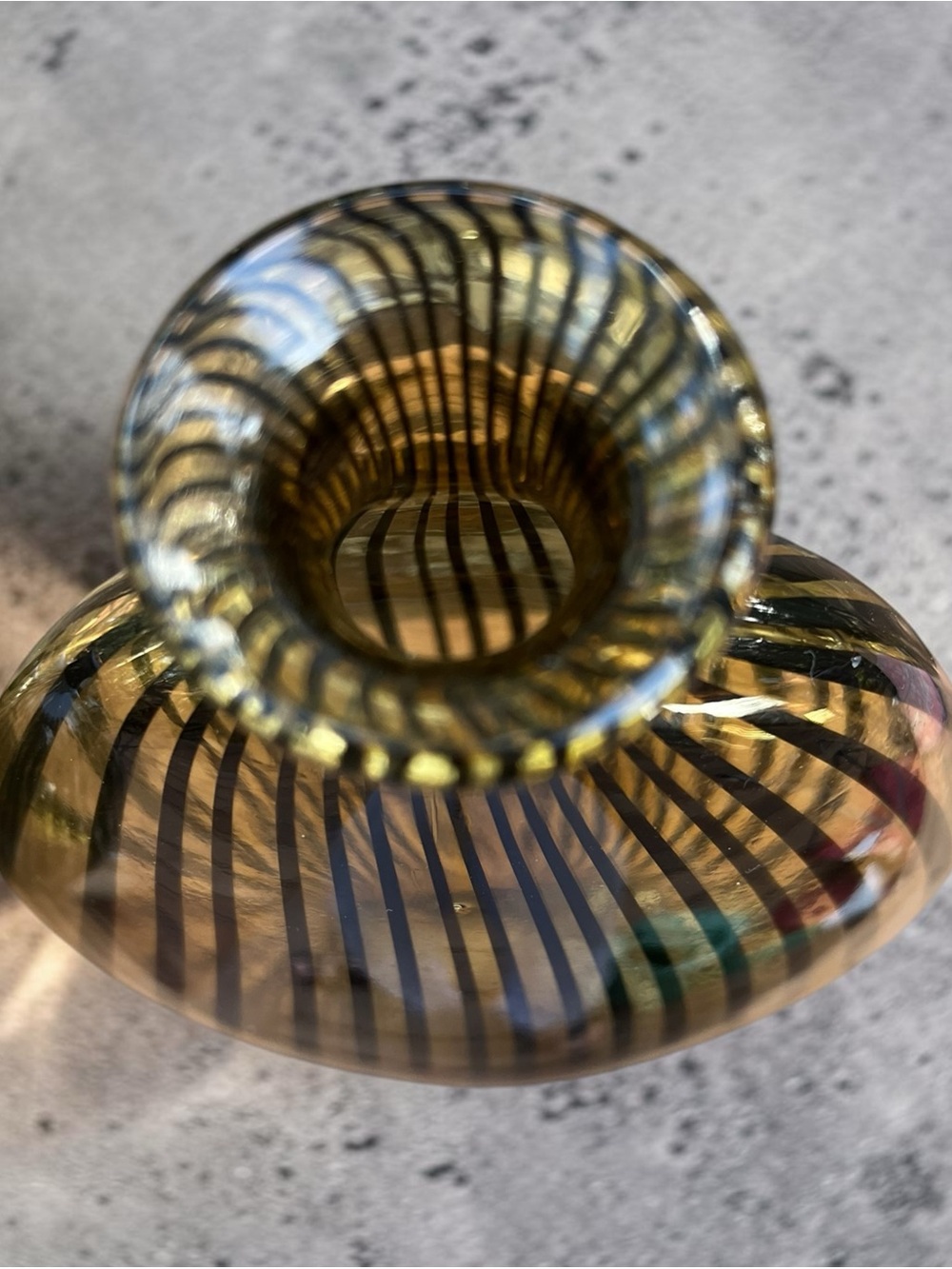 Art Deco style Amber Black stinger Stripe Sculptural Glass Vases Set of 2 - Picture 13 of 13